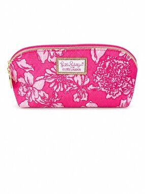 NEW Lilly Pulitzer for Estee Lauder PINK FLORAL Travel Cosmetic MakeUp Bag Case